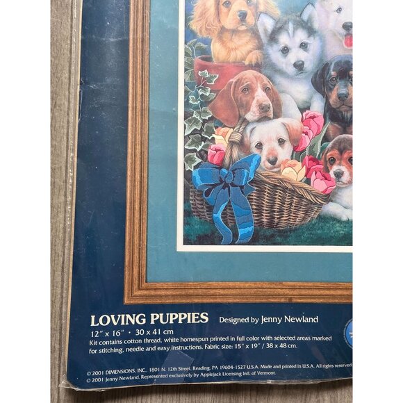 Sunset Gallery Crewel Kit "Loving Puppies" 12"x16" Home Craft Embroidery Kit By - Picture 2 of 4